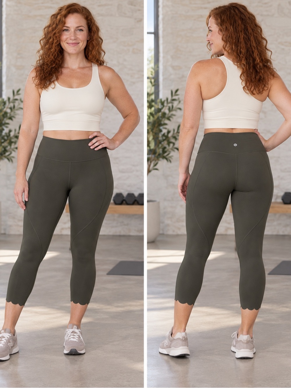 Lululemon Wunder Under Scalloped Hem Crop 23” Dark Olive Size 12 AB0091